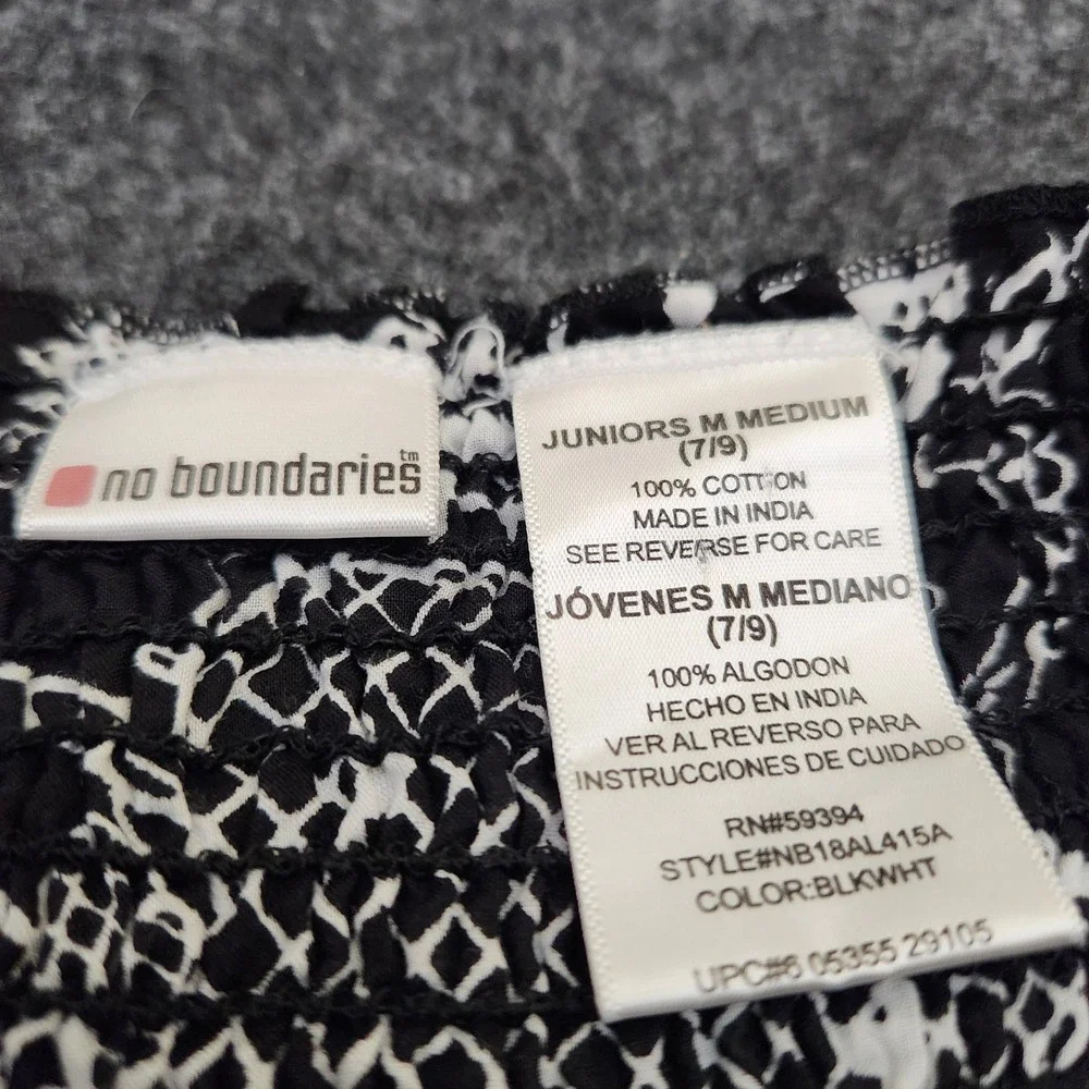No Boundaries Black White Floral Babydoll Dress Y2K Whimsigoth Cotton Juniors M